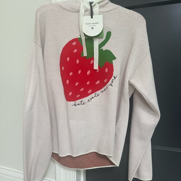 kate spade Cream and Red Crew Neck Sweater with Strawberry Design - Picture 4 of 5